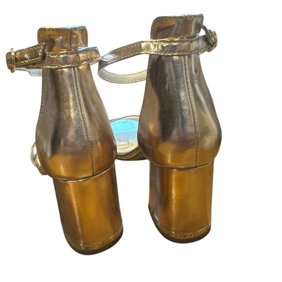 Revolve H by Halston Rose Gold and Silver Practical Block Heel Sandals NWOT - Picture 7 of 12